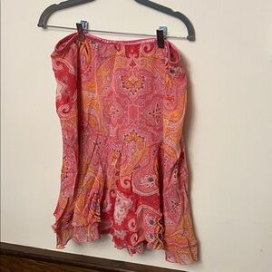 Floral Paisley Pink Tiered Ruffle Skirt